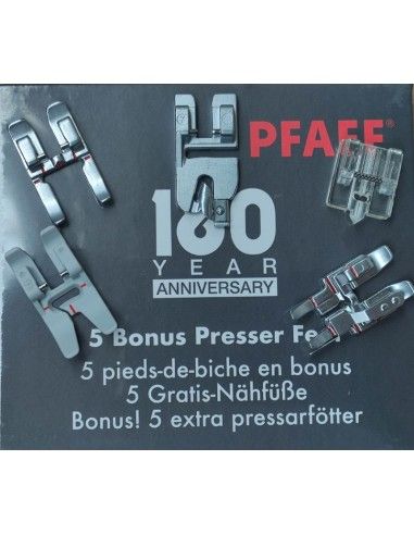 The Pfaff deluxe set includes 5 extra presser feet to complete your machine